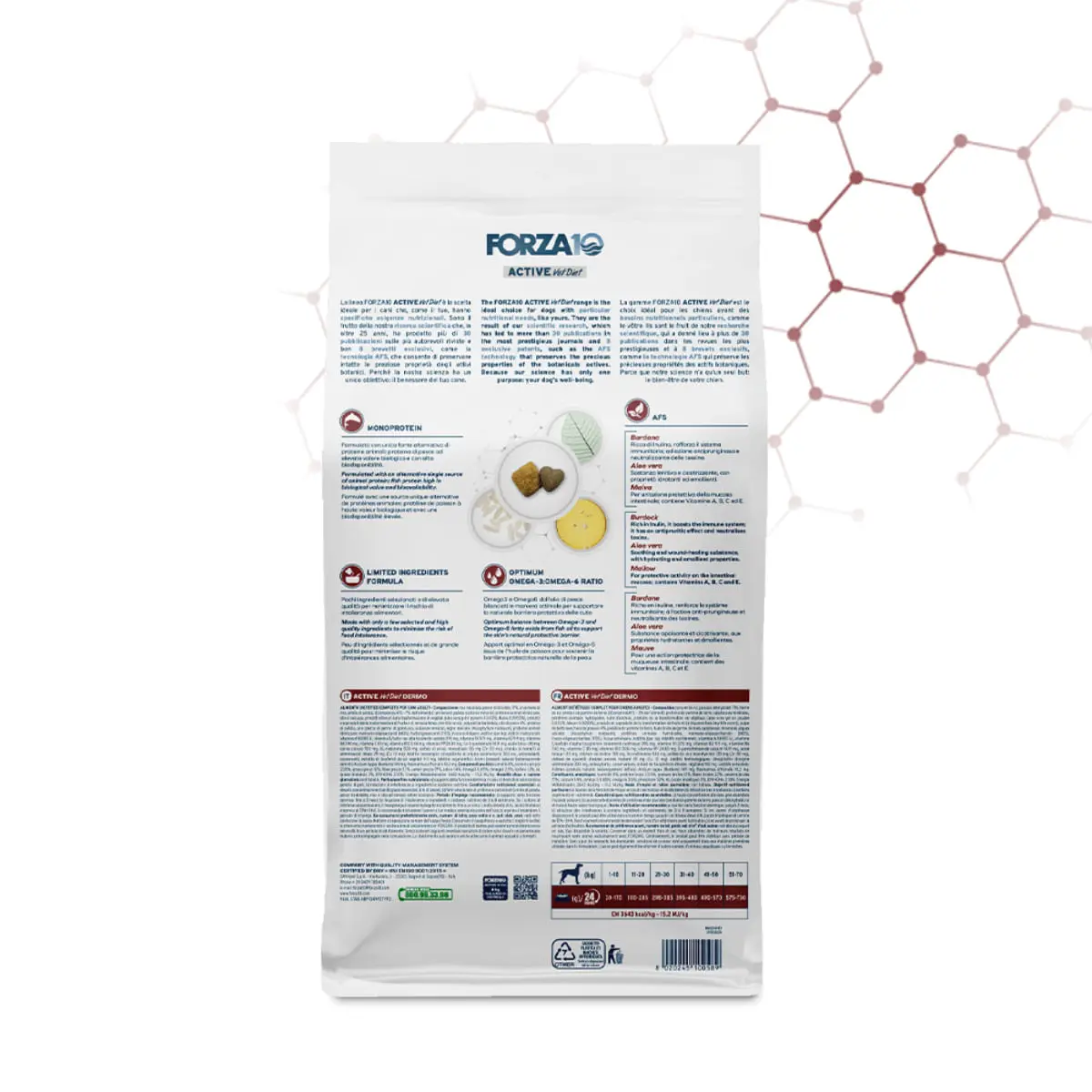 FORZA10 Active VetDiet Dermato, XS-XL, Peste, dieta veterinara, hrana uscata monoproteica caini, piele & blana, 10kg - Image 3