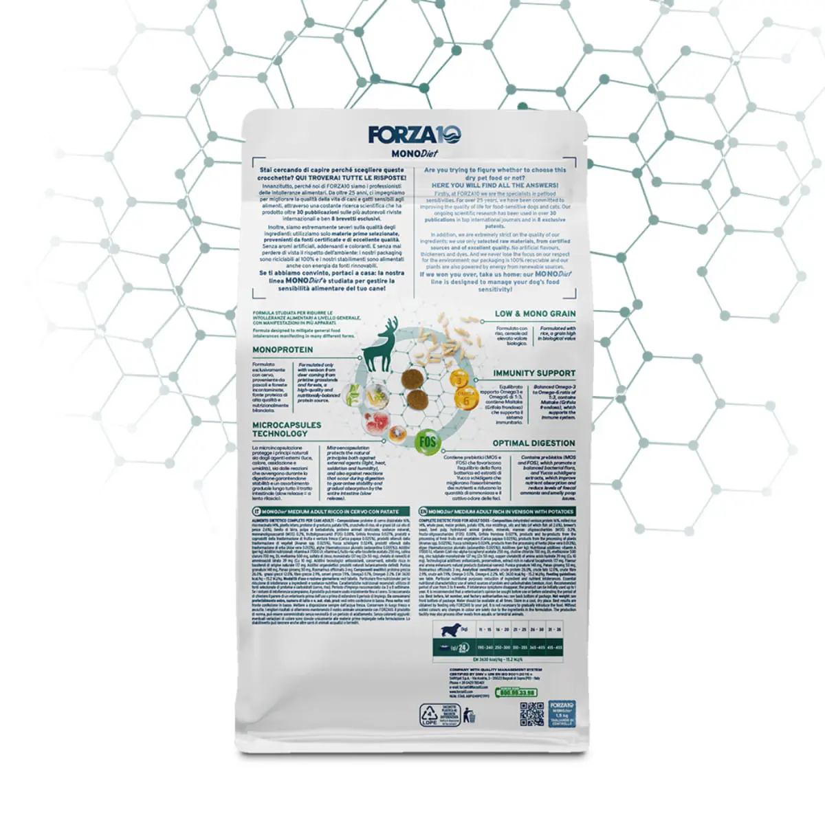 FORZA10 Monodiet Medium Adult, M, Caprioara si Cartofi, dieta veterinara, hrana uscata monoproteica caini, alergii, 12kg - Image 3