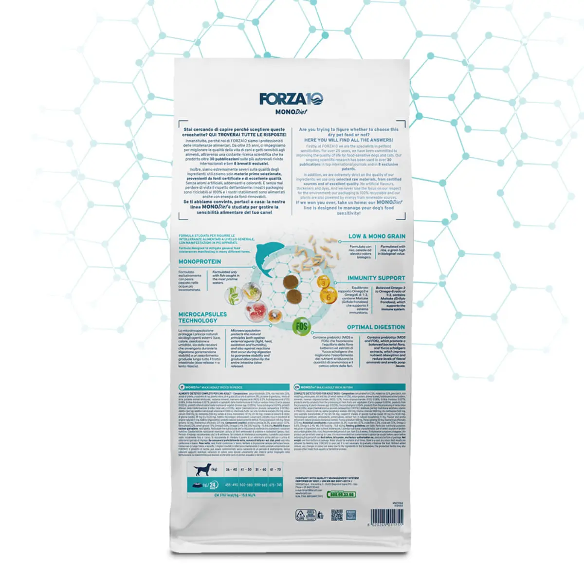 FORZA10 Monodiet Maxi Adult, L-XL, Peste, dieta veterinara, hrana uscata monoproteica caini, alergii, 12kg - Image 3