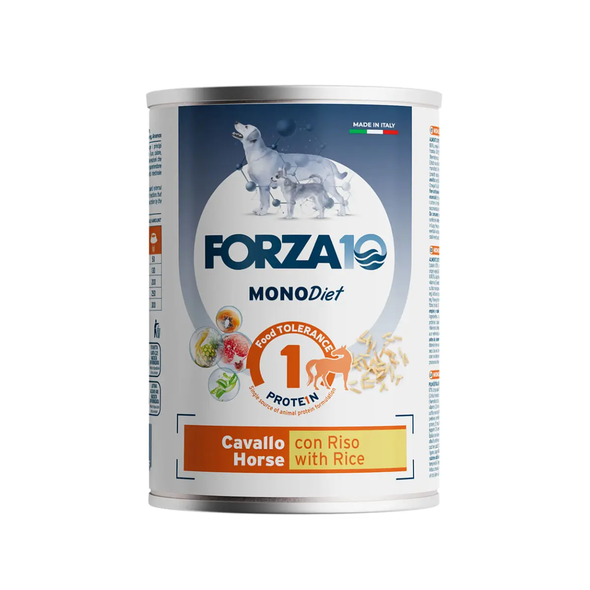 FORZA10 Monodiet, XS-XL, Cal si Orez, dieta veterinara, conserva hrana umeda monoproteica caini, alergii, (pate), 400g - Image 2