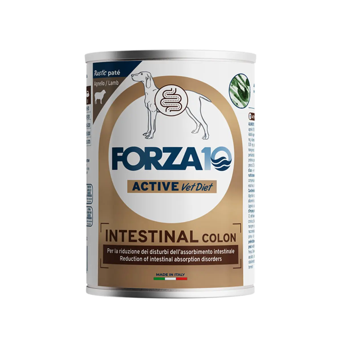FORZA10 Active VetDiet Intestinal Colon, XS-XL, Miel, dieta veterinara, conserva hrana umeda monoproteica caini, sistem digestiv, (pate), 390g