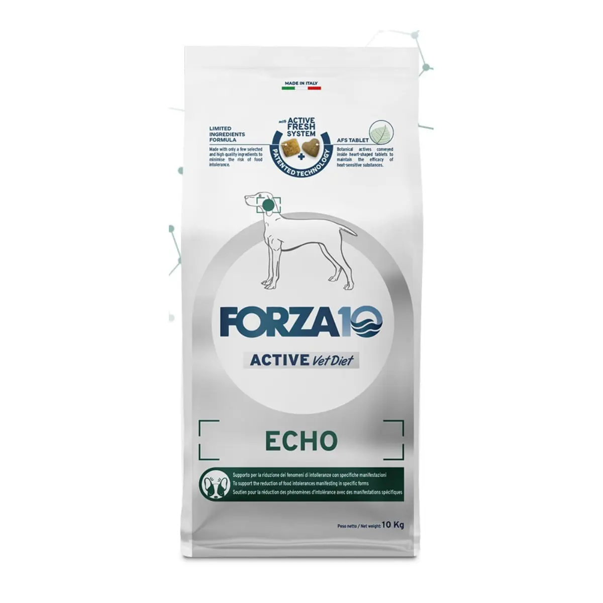 FORZA10 Active VetDiet Echo Active, XS-XL, Peste, dieta veterinara, hrana uscata monoproteica caini, alergii, 10kg