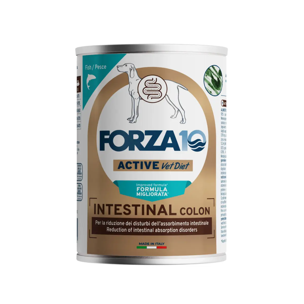 FORZA10 Active VetDiet Intestinal Colon, XS-XL, Peste, dieta veterinara, conserva hrana umeda fara cereale caini, sistem digestiv, (pate), 390g - Image 2