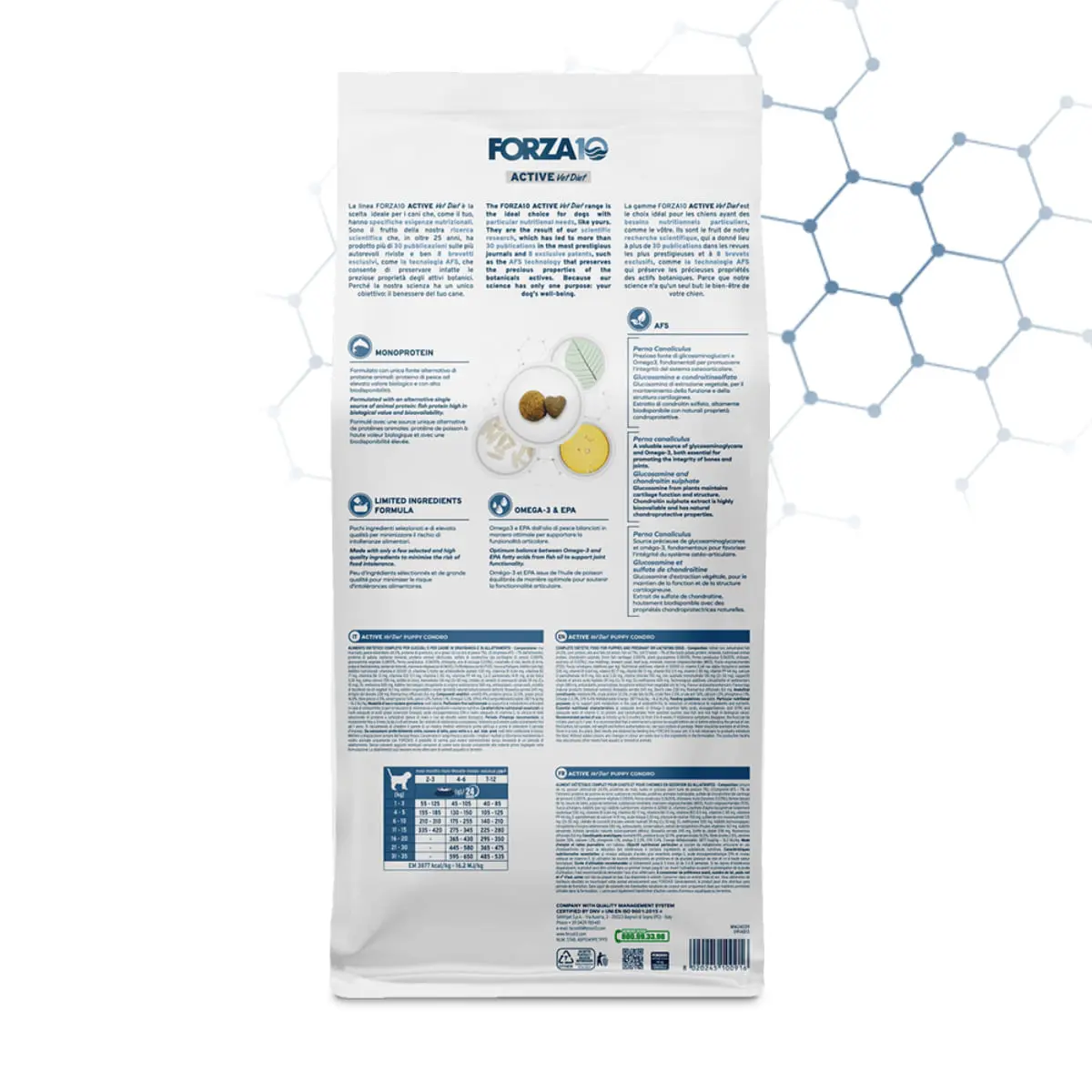 FORZA10 Active VetDiet Chondro Puppy, XS-XL, Peste, dieta veterinara, hrana uscata monoproteica caini junior, sistem articular, 10kg - Image 3