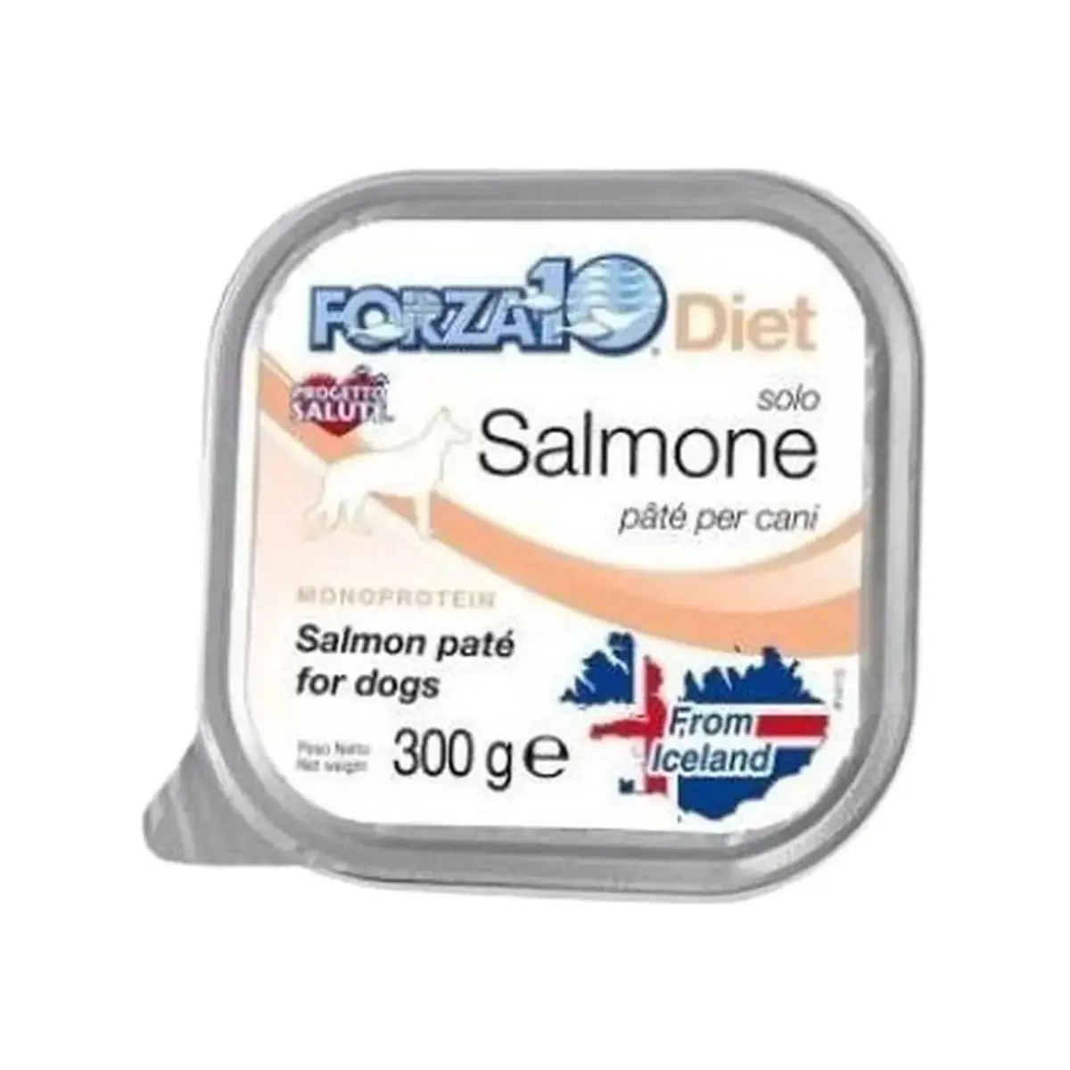 FORZA10 Monodiet Solo, XS-XL, Somon, dieta veterinara, tavita hrana umeda monoproteica caini, alergii, (pate), 300g