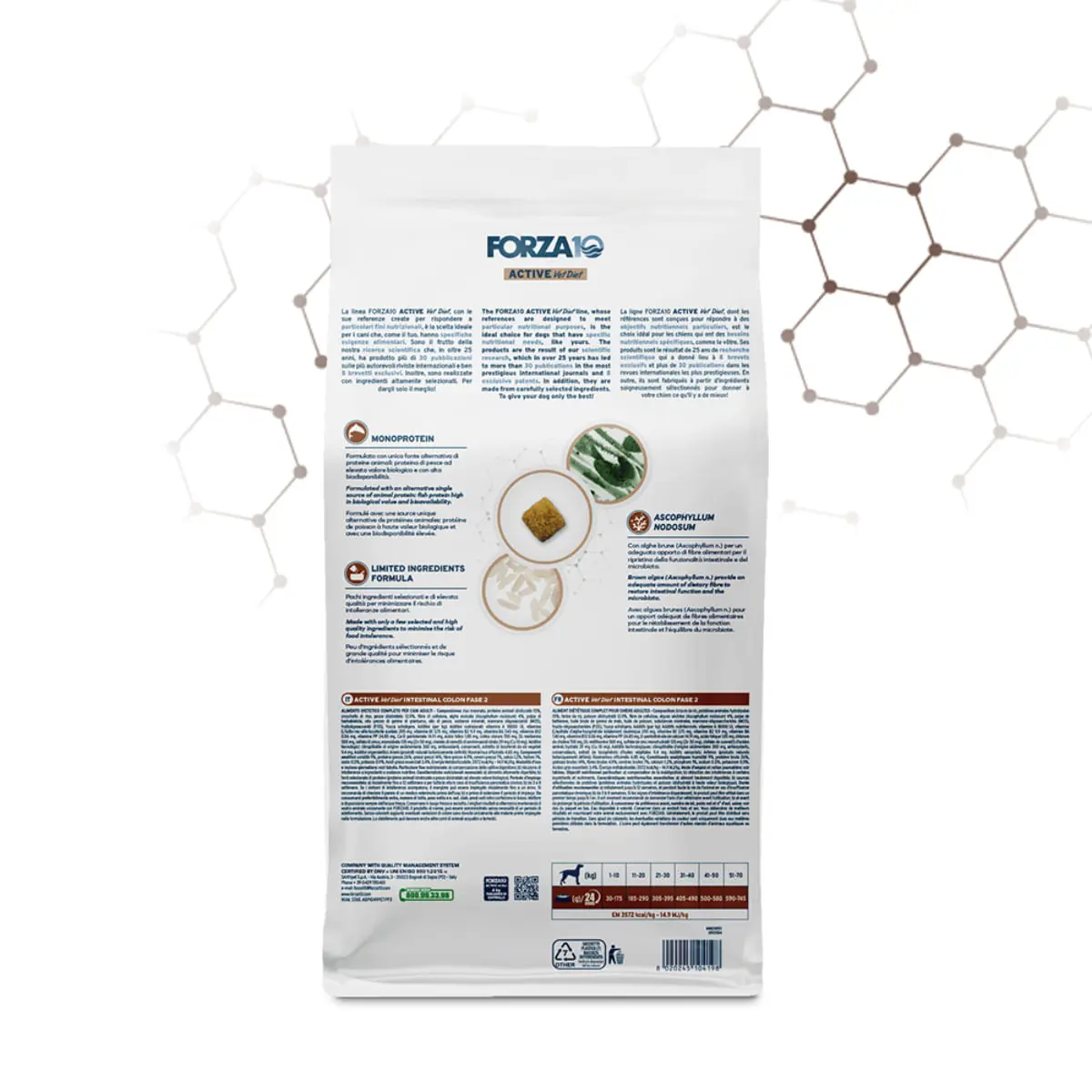FORZA10 Active VetDiet Intestinal Colon Fase 2, XS-XL, Peste, dieta veterinara, hrana uscata monoproteica caini, sistem digestiv, 10kg - Image 3