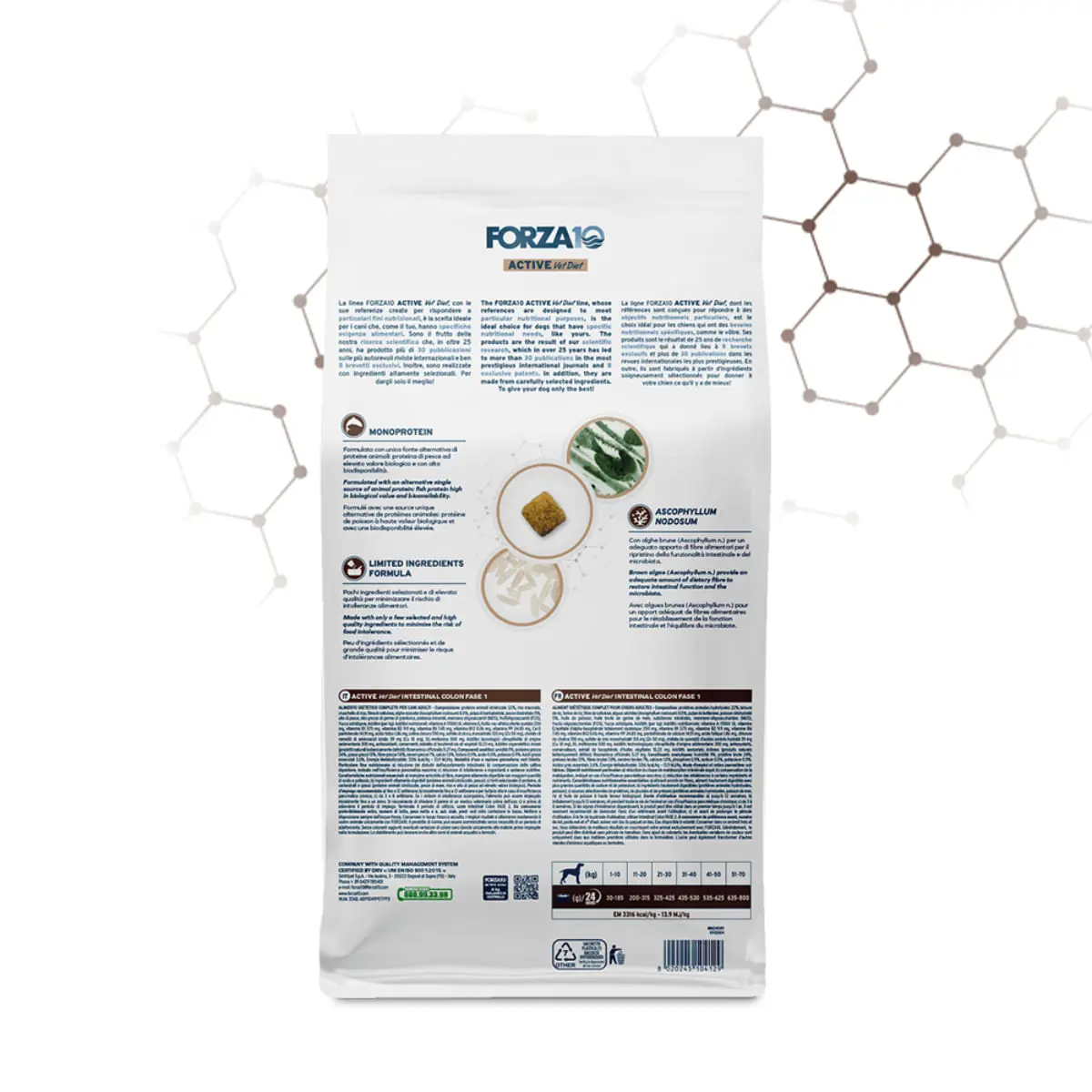 FORZA10 Active VetDiet Intestinal Colon Fase 1, XS-XL, Peste, dieta veterinara, hrana uscata monoproteica caini, sistem digestiv, 10kg - Image 3
