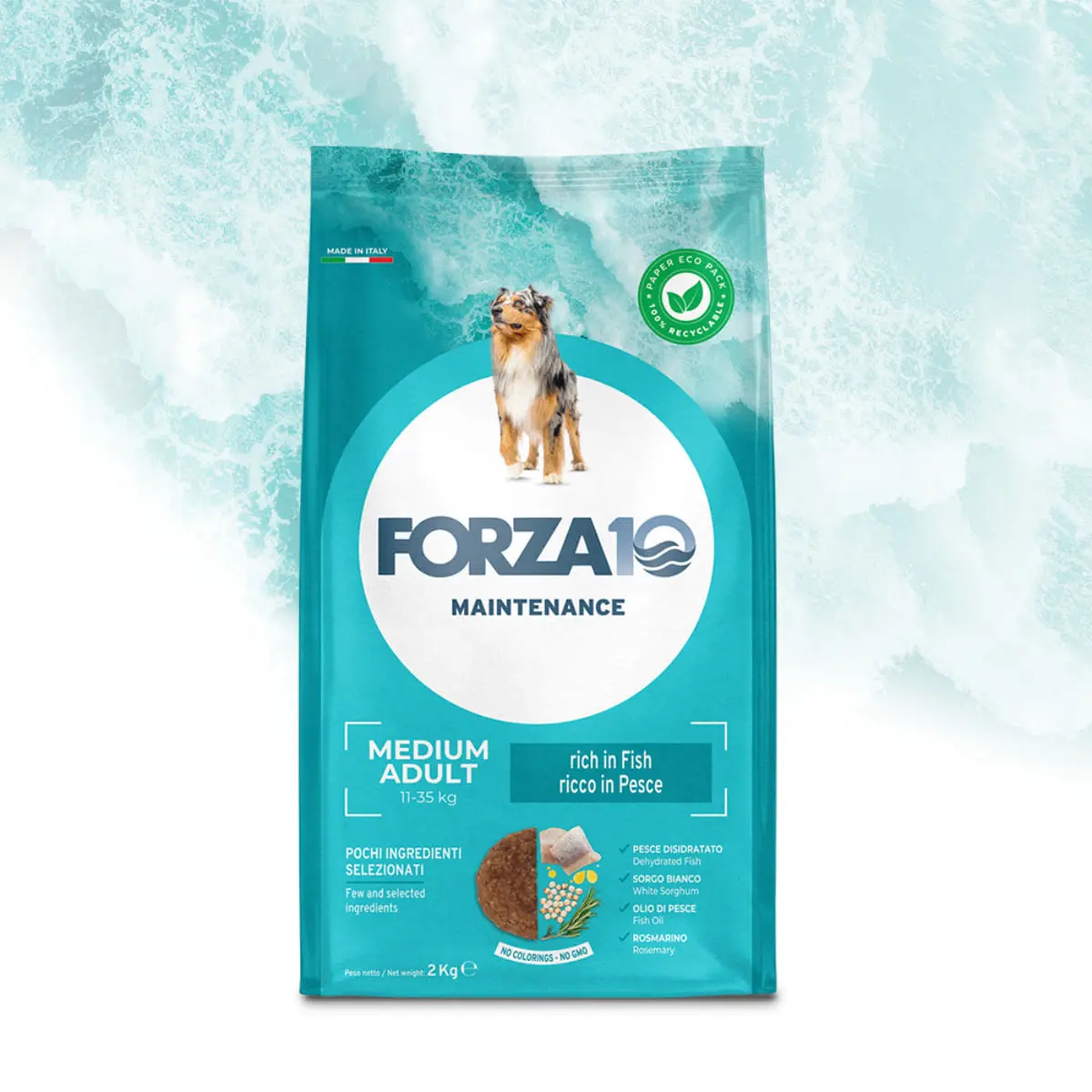 FORZA10 Maintenance Medium Adult, M, Peste, hrana uscata caini, 12kg