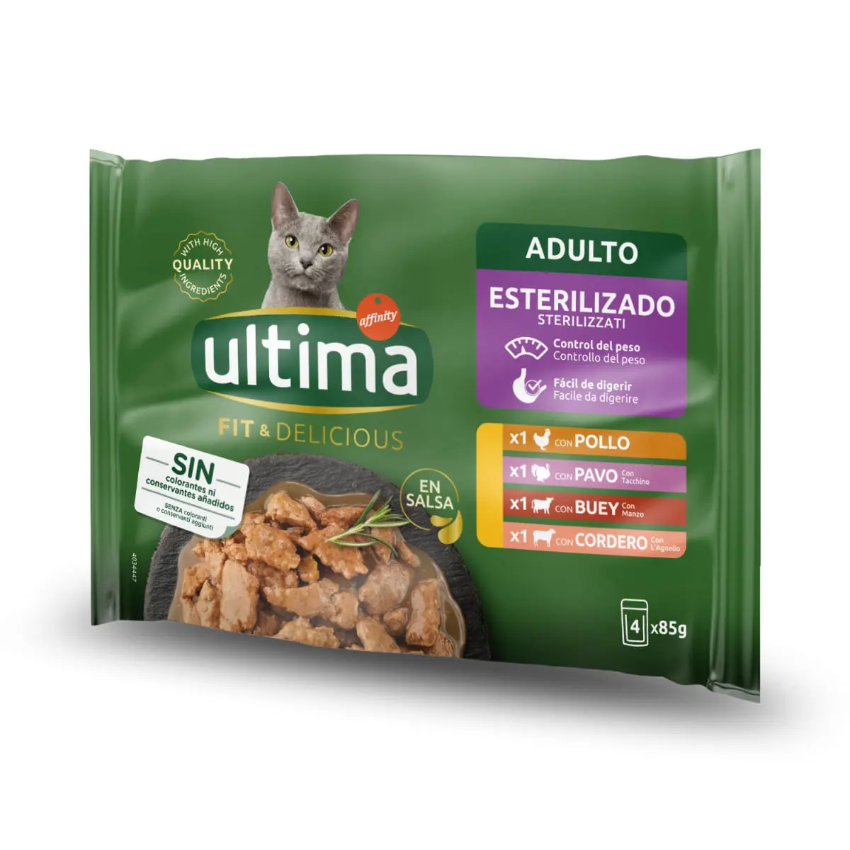 ULTIMA Fit & Delicious Sterilised Selection, Carne, plic hrana umeda pisici sterilizate, (in sos), multipack, 85g x 4buc - Image 2