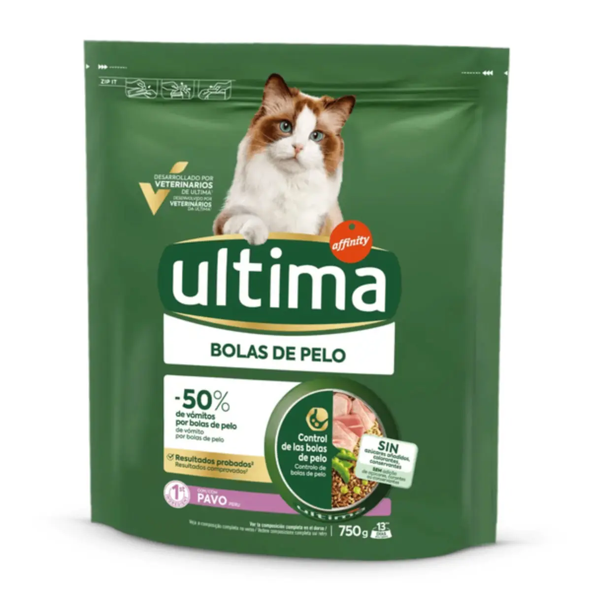 ULTIMA Hairball, Curcan, hrana uscata pisici, limitarea ghemurilor de blana, 750g