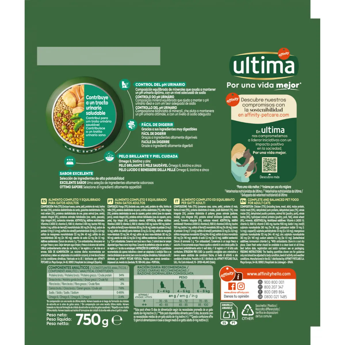 ULTIMA Urinary, Pui, hrana uscata pisici, sistem urinar, 750g - Image 3