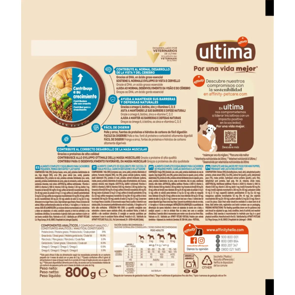 ULTIMA Small Junior, XS-S, Pui, hrana uscata caini junior, 800g - Image 3