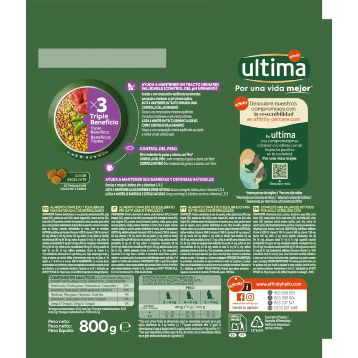 ULTIMA Sterilised, Vita, hrana uscata pisici sterilizate, 800g - Image 3