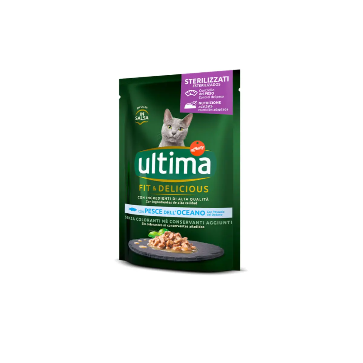 ULTIMA Fit & Delicious Sterilised, Peste, plic hrana umeda pisici sterilizate, (in sos), bax, 85g x 24buc