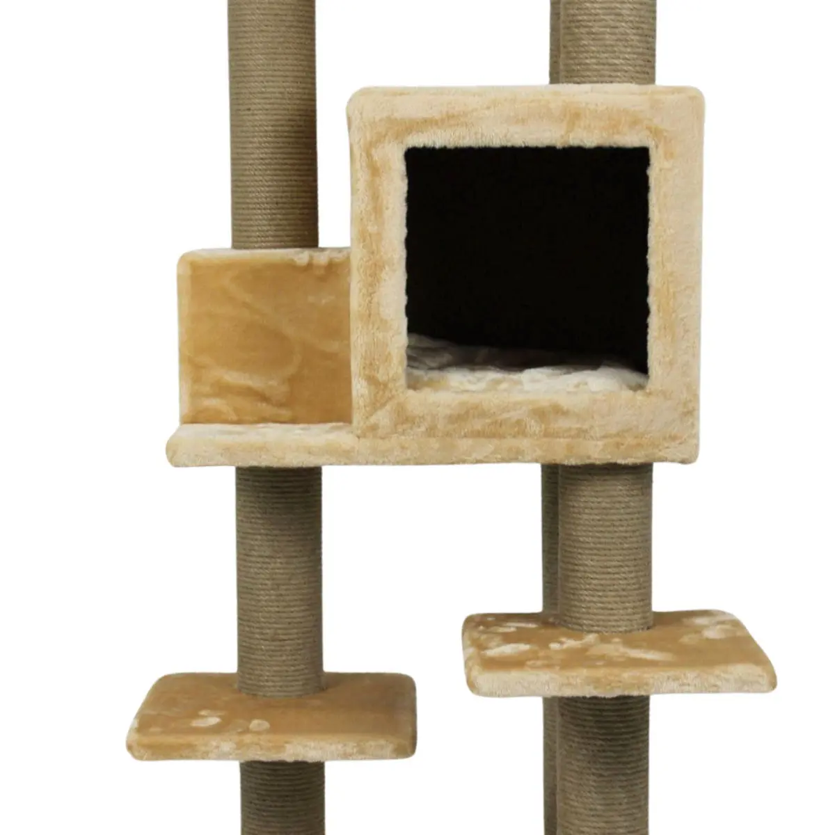 SHAW Zurih, ansamblu de joaca pisici, 7 etaje, 1 casuta, MDF si plus, elemente de zgariat, bej, 55x80x150cm - Image 6