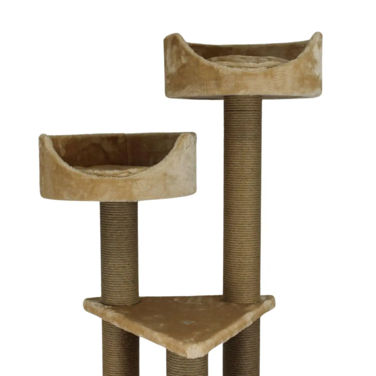 SHAW Warsaw, ansamblu de joaca pisici, 3 etaje, 1 casuta, MDF si plus, elemente de zgariat, bej, 65x80x130cm - Image 7