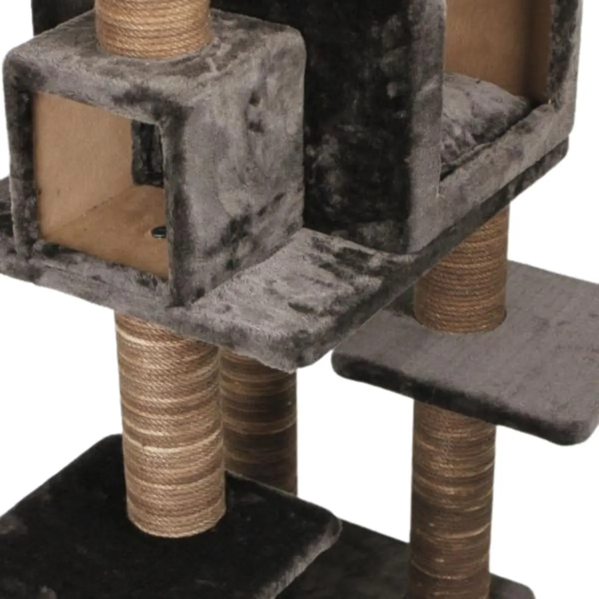 SHAW Zurih, ansamblu de joaca pisici, 7 etaje, 1 casuta, MDF si plus, elemente de zgariat, elemente atarnate, maro, 55x80x150cm - Image 8