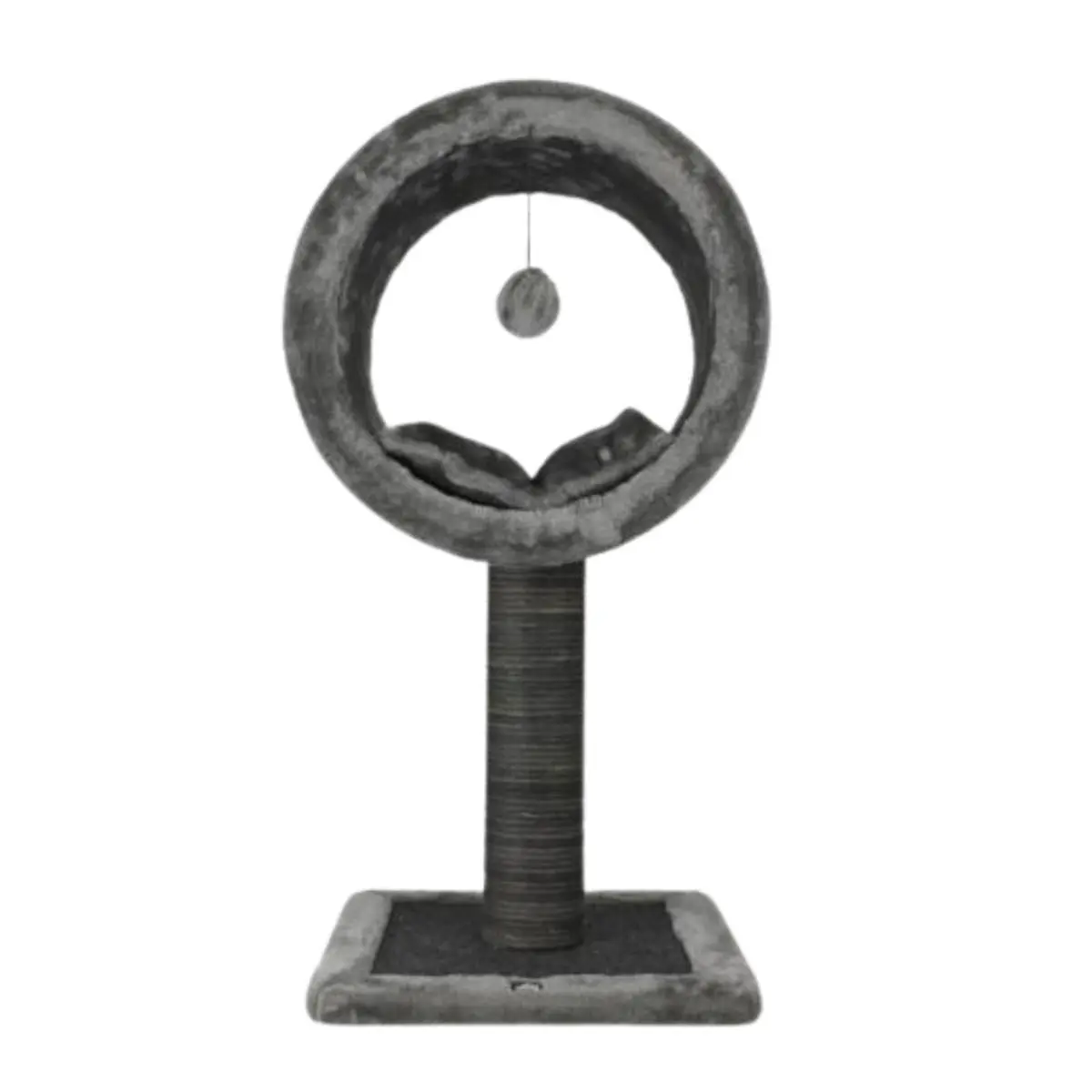 SHAW Bordo, ansamblu de joaca pisici, 1 etaj, MDF si plus, elemente de zgariat, elemente atarnate, gri, 42x42x90cm