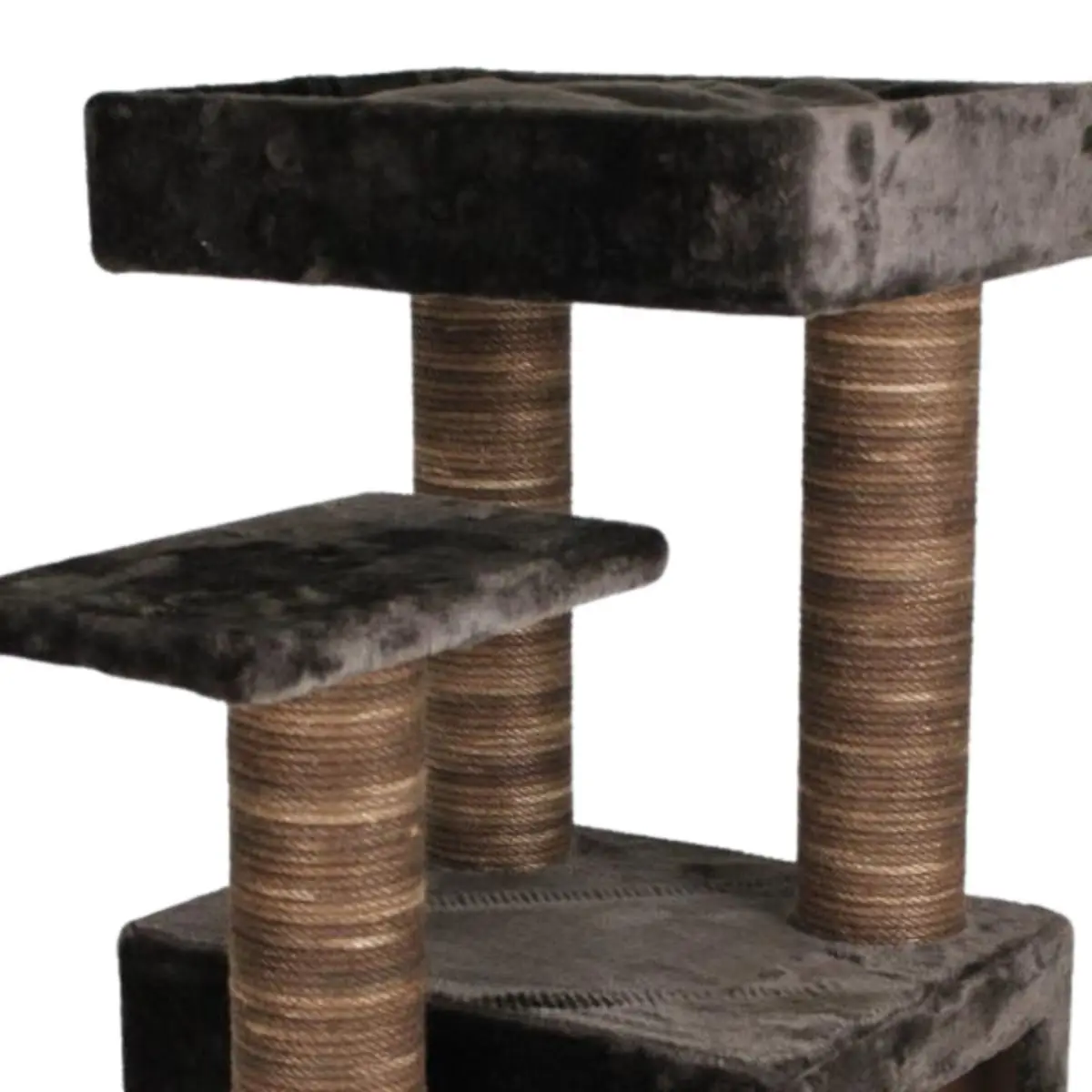 SHAW Zurih, ansamblu de joaca pisici, 7 etaje, 1 casuta, MDF si plus, elemente de zgariat, elemente atarnate, maro, 55x80x150cm - Image 9