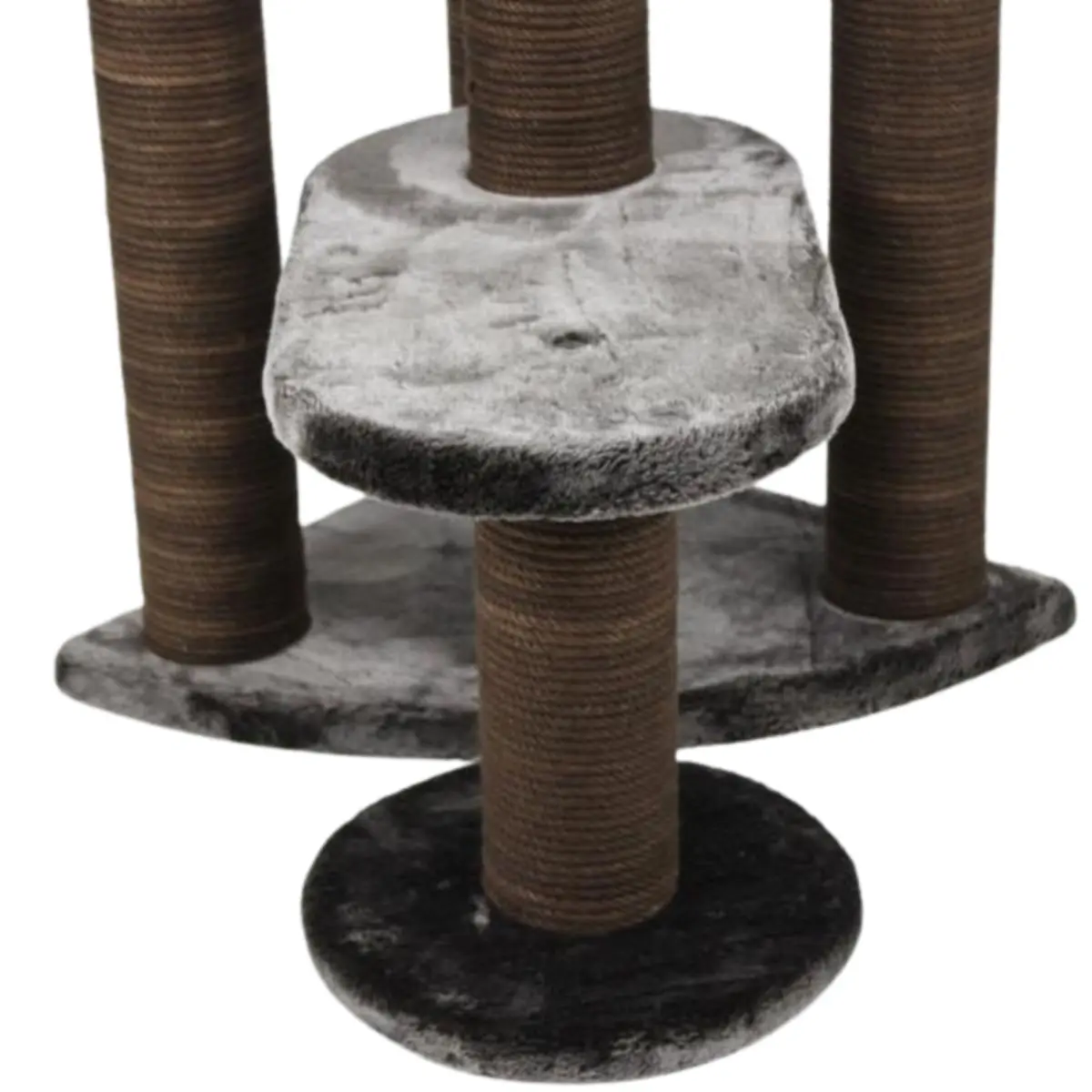 SHAW Roma, ansamblu de joaca pisici, 4 etaje, 1 casuta, MDF si plus, elemente de zgariat, maro, 60x60x134cm - Image 9