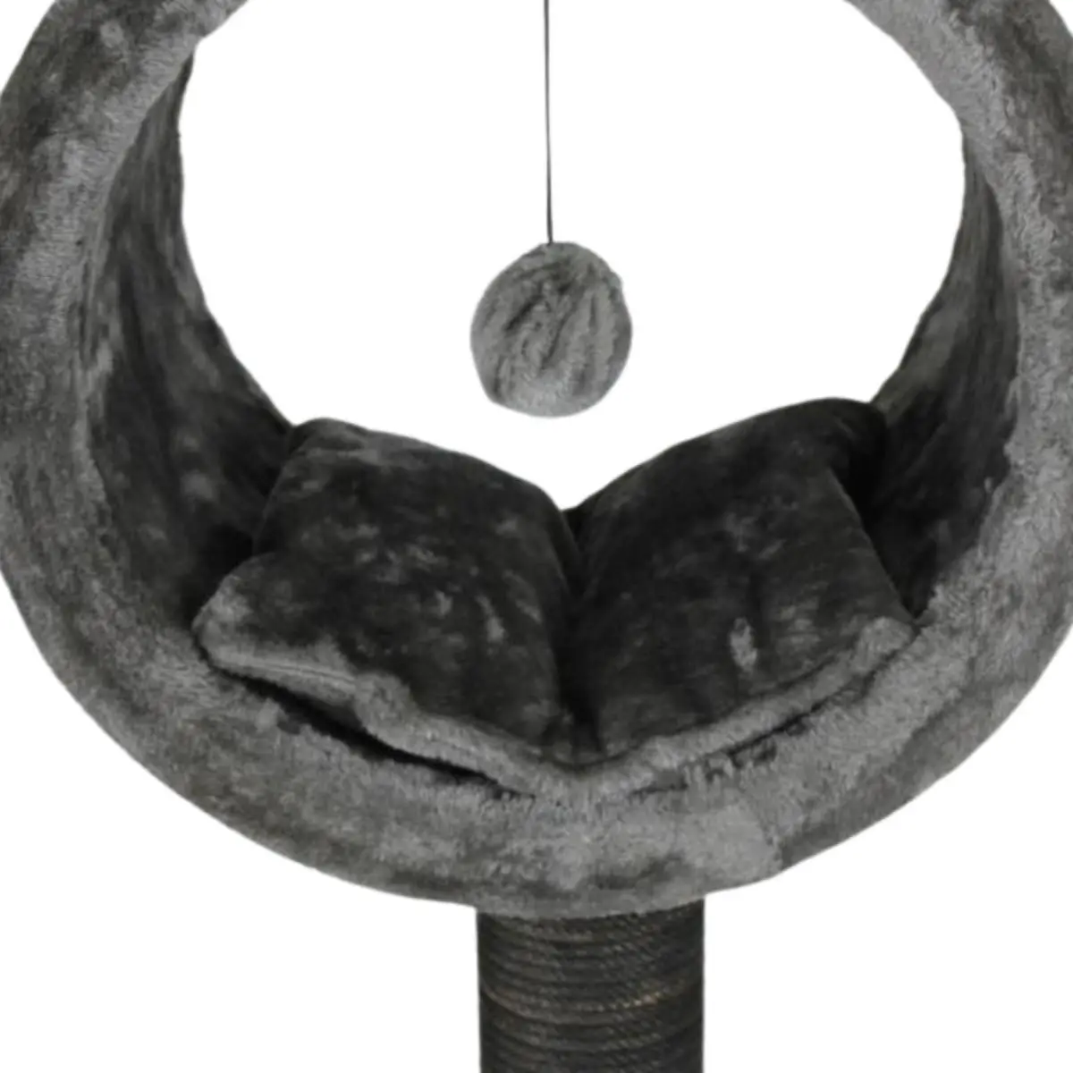 SHAW Bordo, ansamblu de joaca pisici, 1 etaj, MDF si plus, elemente de zgariat, elemente atarnate, gri, 42x42x90cm - Image 4