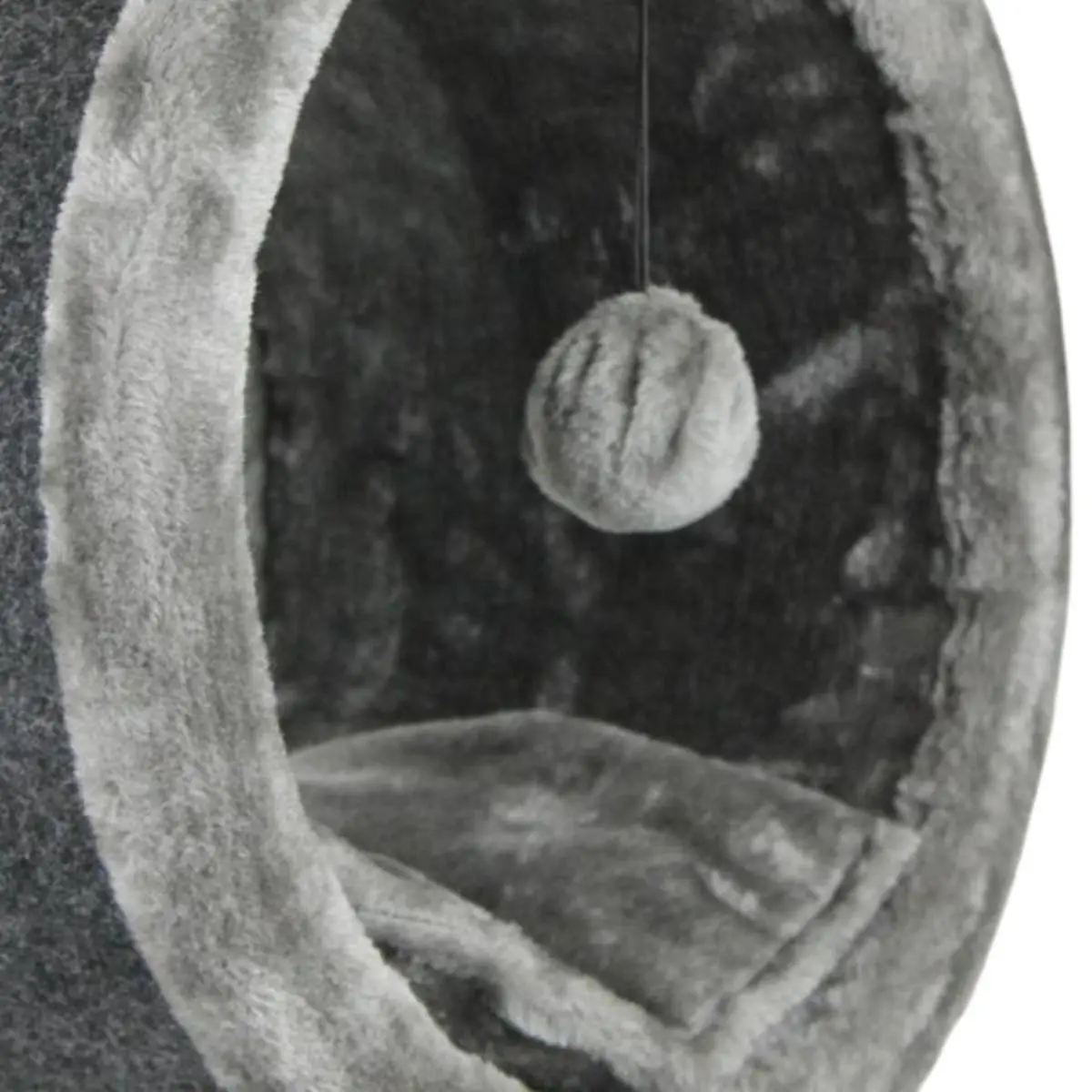 SHAW Bordo, ansamblu de joaca pisici, 1 etaj, MDF si plus, elemente de zgariat, elemente atarnate, gri, 42x42x90cm - Image 5