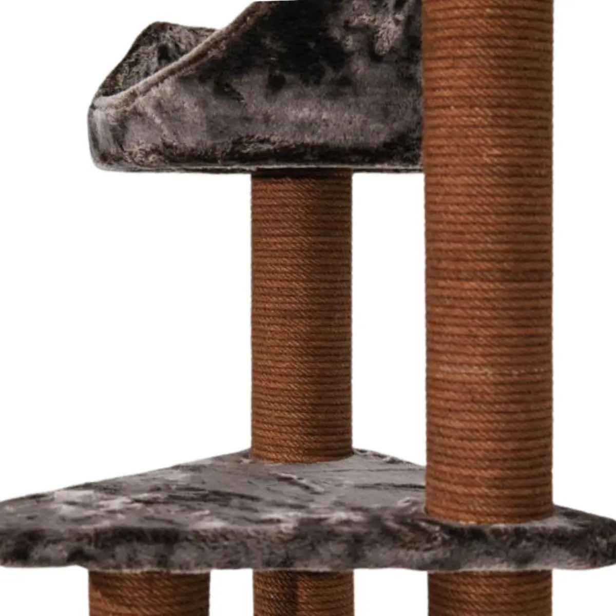 SHAW Warsaw, ansamblu de joaca pisici, 3 etaje, 1 casuta, MDF si plus, elemente de zgariat, maro, 65x80x130cm - Image 5