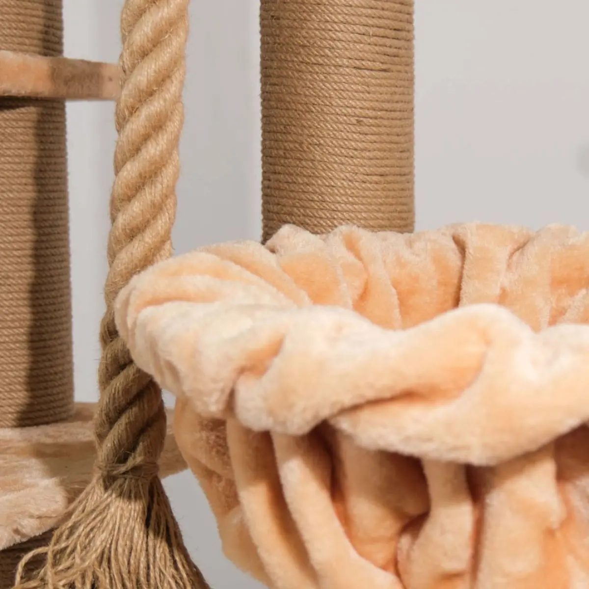 SHAW Los Angeles, ansamblu de joaca pisici, 7 etaje, 2 casute, MDF si plus, elemente de zgariat, elemente hamac, gri, 55x135x205cm - Image 5