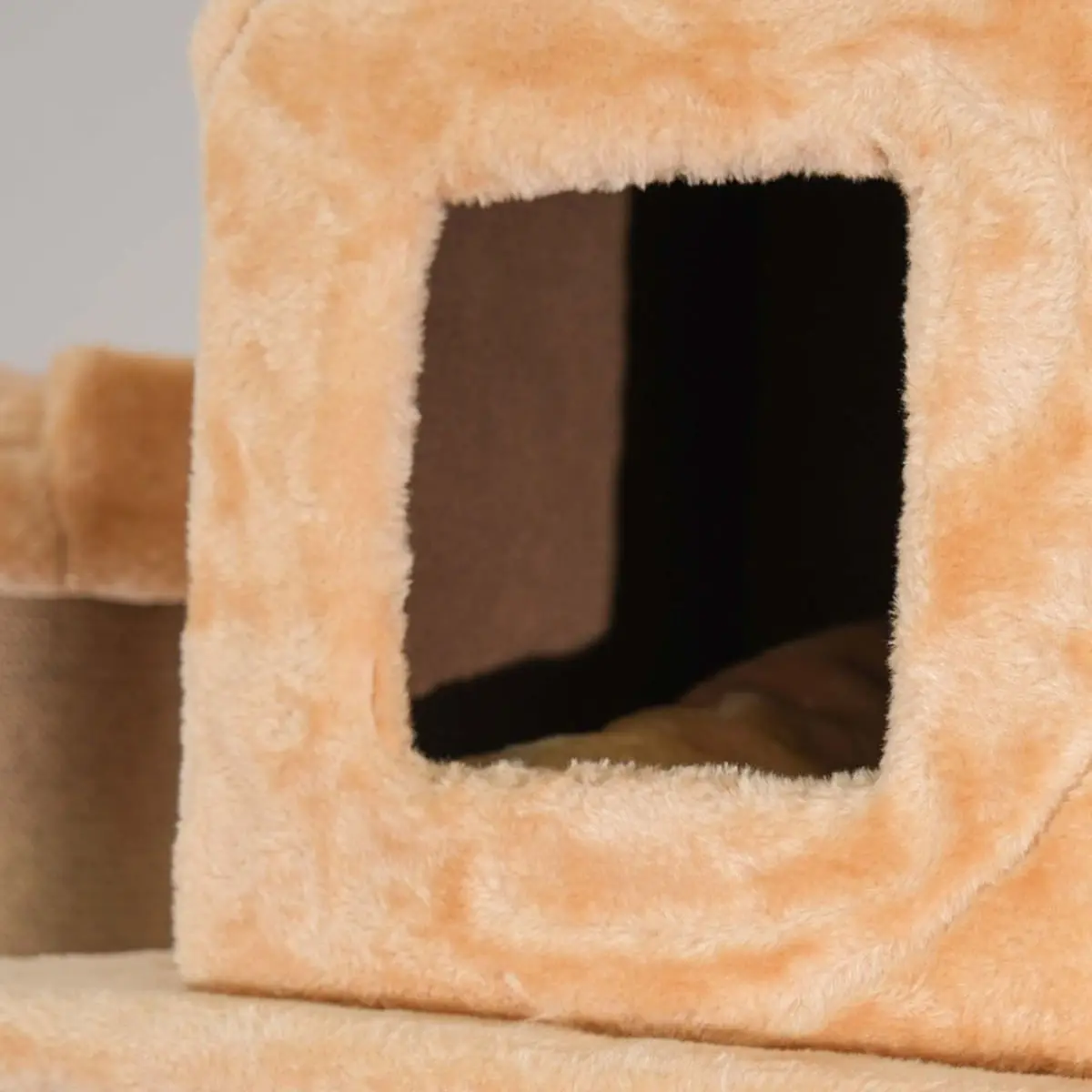 SHAW Los Angeles, ansamblu de joaca pisici, 7 etaje, 2 casute, MDF si plus, elemente de zgariat, elemente hamac, gri, 55x135x205cm - Image 6