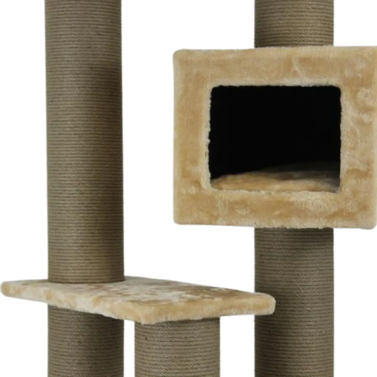 SHAW Toulouse, ansamblu de joaca pisici, 3 etaje, 1 casuta, MDF si plus, elemente de zgariat, bej, 70x70x120cm - Image 7