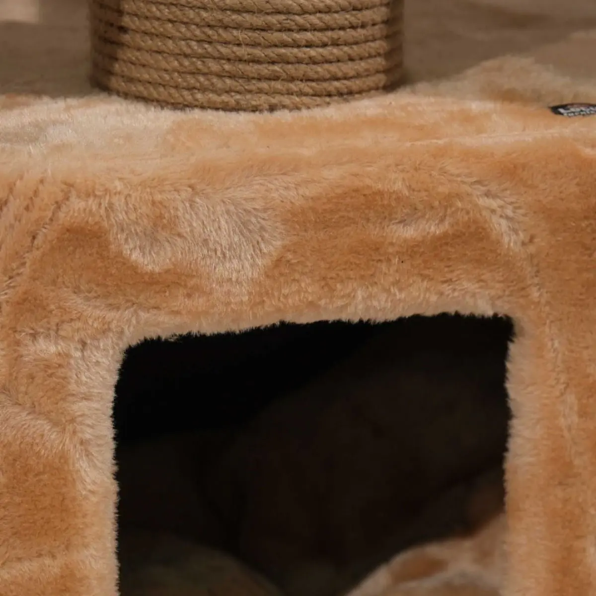 SHAW Los Angeles, ansamblu de joaca pisici, 7 etaje, 2 casute, MDF si plus, elemente de zgariat, elemente hamac, gri, 55x135x205cm - Image 7