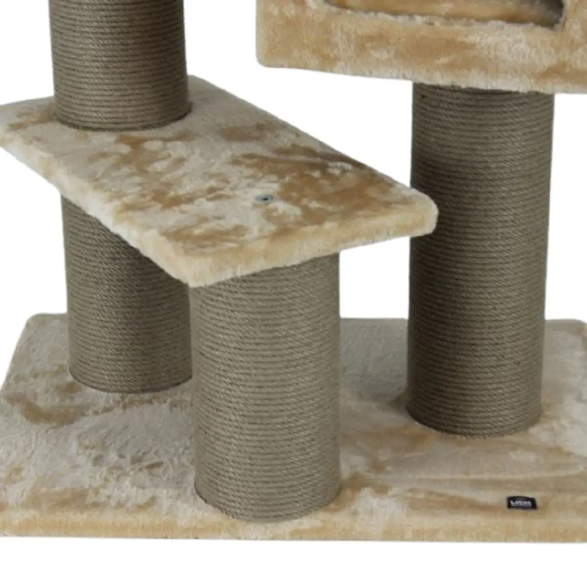 SHAW Toulouse, ansamblu de joaca pisici, 3 etaje, 1 casuta, MDF si plus, elemente de zgariat, bej, 70x70x120cm - Image 8