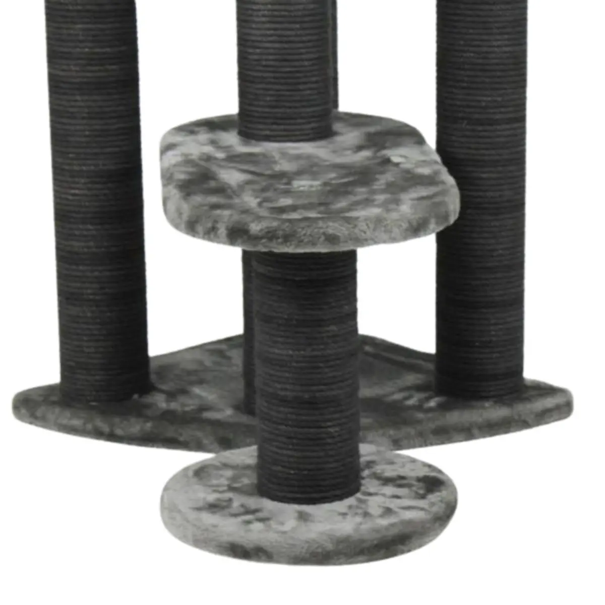 SHAW Roma, ansamblu de joaca pisici, 4 etaje, 1 casuta, MDF si plus, elemente de zgariat, gri, 60x60x134cm - Image 9