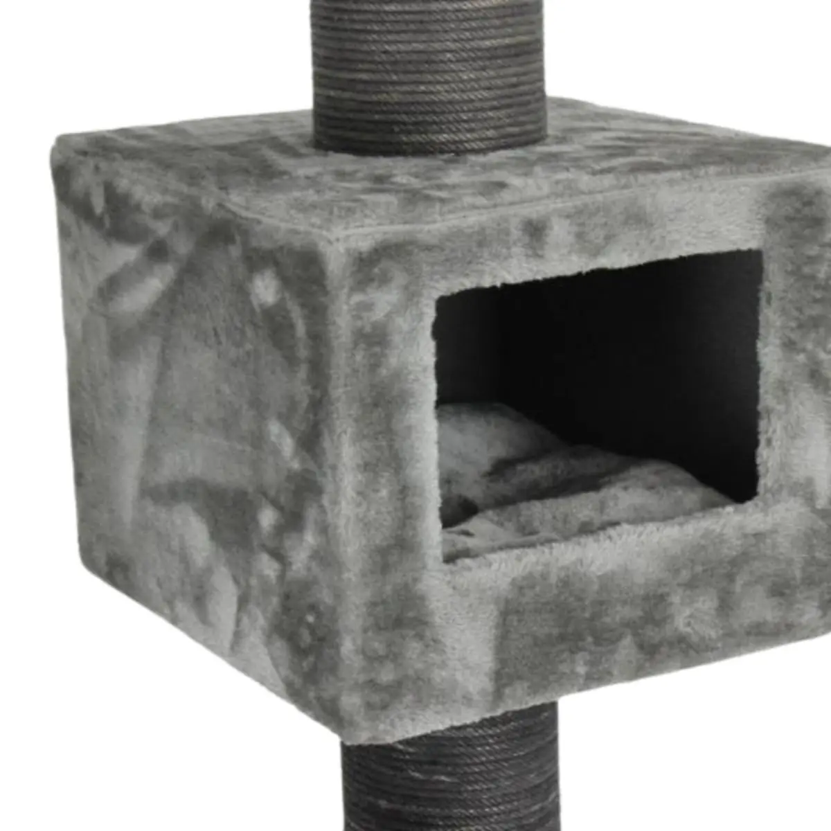 SHAW Toulouse, ansamblu de joaca pisici, 3 etaje, 1 casuta, MDF si plus, elemente de zgariat, gri, 70x70x120cm - Image 5