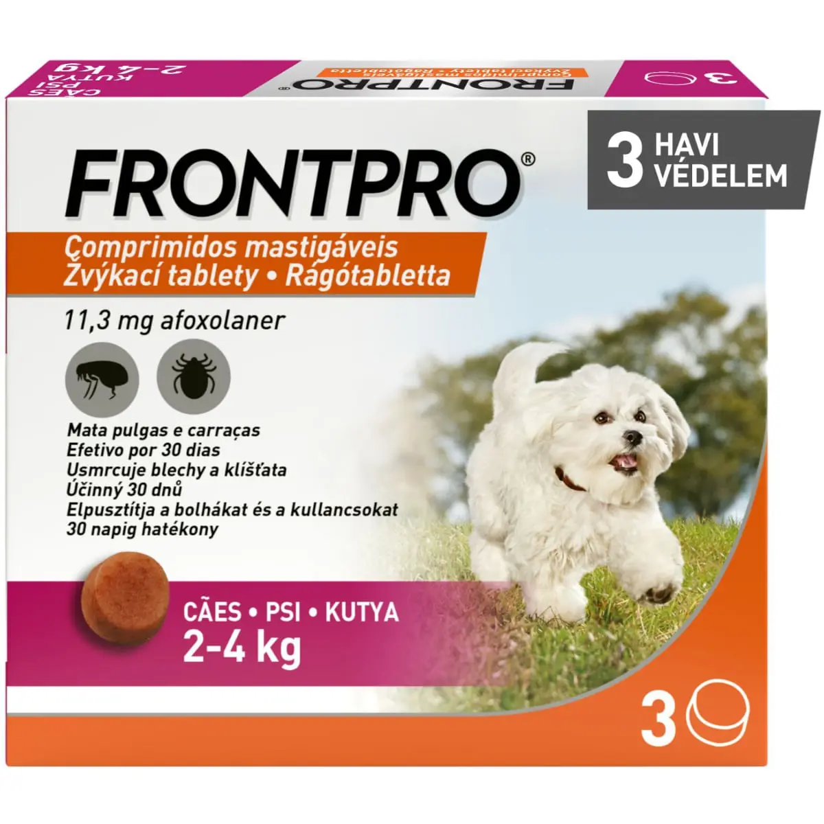 FRONTPRO, deparazitare externa caini, comprimate masticabile FRONTPRO, deparazitare externa caini, XS-S(2 - 4kg), comprimate masticabile, 11mg x 3buc