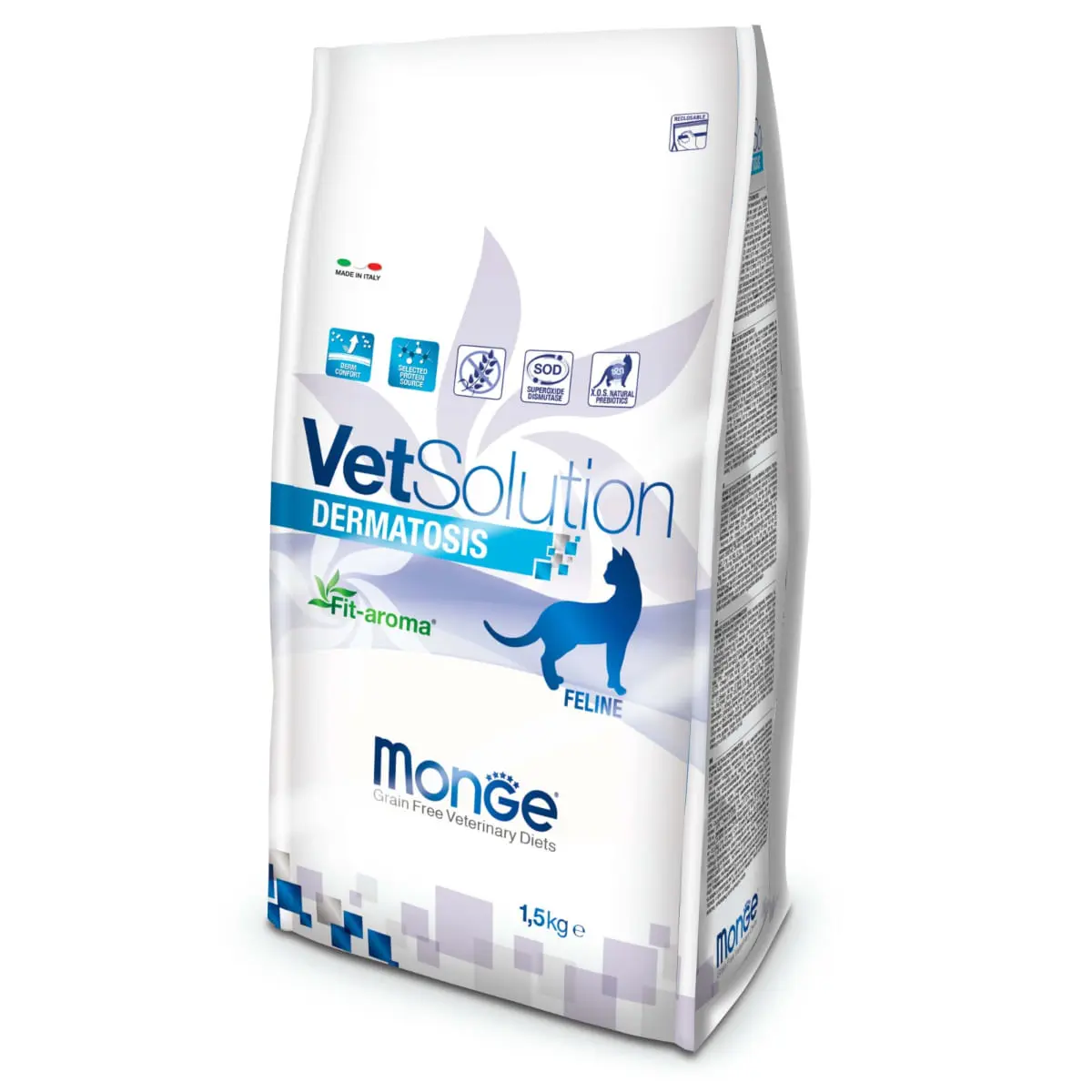MONGE VETSOLUTION Dermatosis, Somon, dieta veterinara, hrana uscata fara cereale pisici, piele & blana, 1.5kg