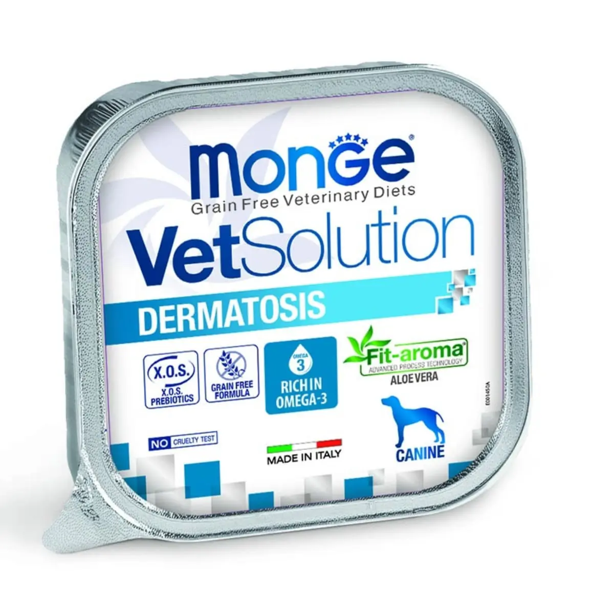 MONGE VETSOLUTION Dermatosis, XS-XL, Porc, dieta veterinara, tavita hrana umeda fara cereale caini, piele & blana, (pate), 150g