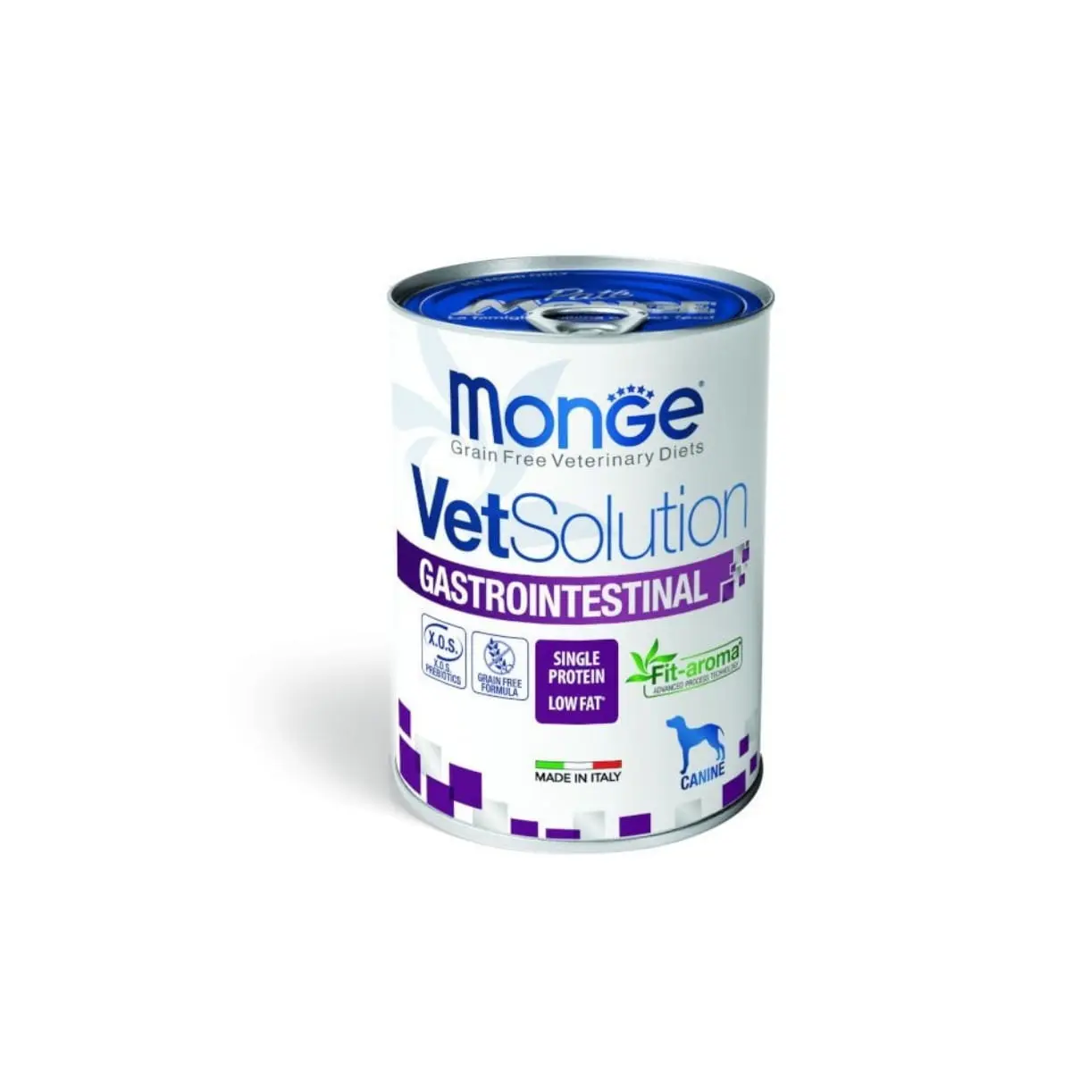 MONGE VETSOLUTION Gastrointestinal Low Fat, XS-XL, Ton, dieta veterinara, conserva hrana umeda fara cereale caini, sistem digestiv, (pate), 400g