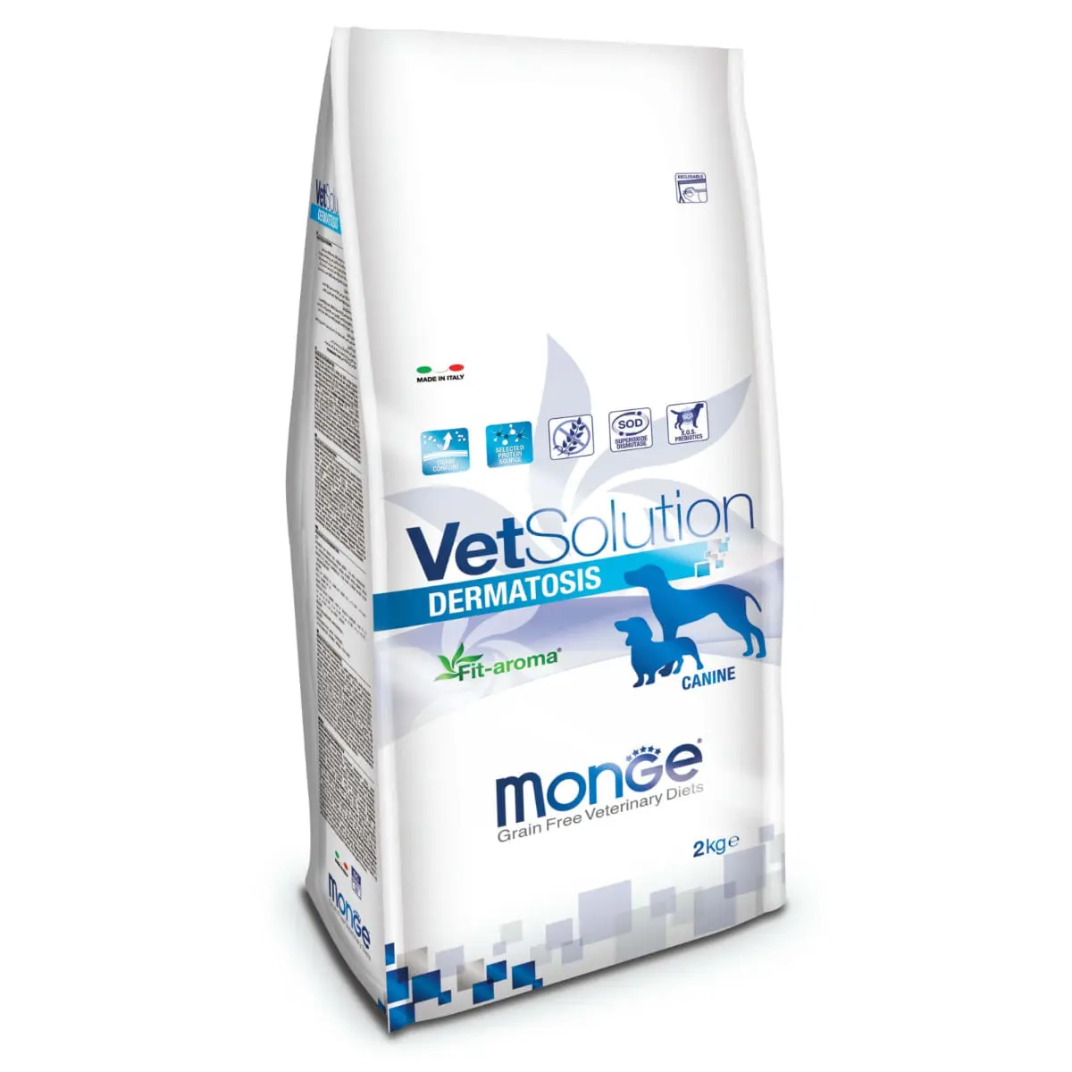 MONGE VETSOLUTION Dermatosis, XS-XL, Somon, dieta veterinara, hrana uscata fara cereale caini, piele & blana, 2kg - Image 2