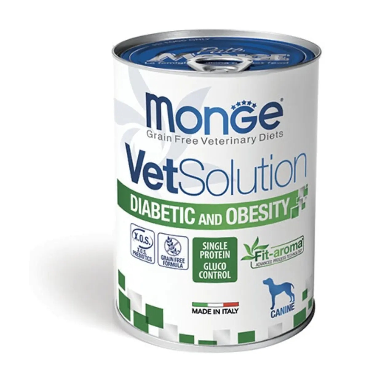 MONGE VETSOLUTION Diabetic & Obesity, XS-XL, Ton, dieta veterinara, conserva hrana umeda fara cereale caini, obezitate & diabet, (pate), 400g - Image 2