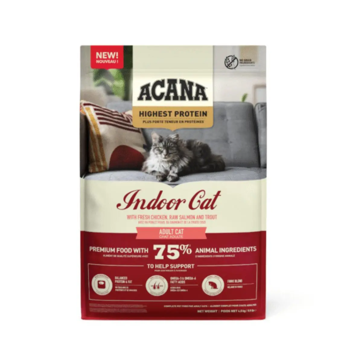 ACANA High Protein Indoor, Pui si Somon, hrana uscata fara cereale pisici, 4.5kg - Image 2