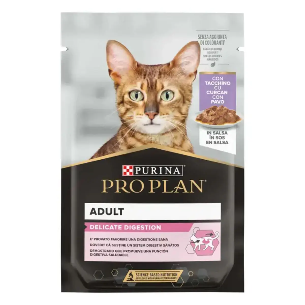 PURINA Pro Plan Delicate Digestion, Curcan, plic hrana umeda pisici, sistem digestiv, (in sos), 85g