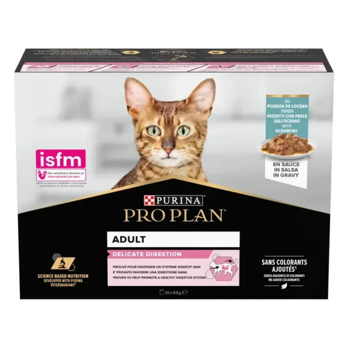 PURINA Pro Plan Delicate Digestion, Peste, plic hrana umeda pisici, sistem digestiv, (in sos), multipack, 85g x 10buc - Image 3
