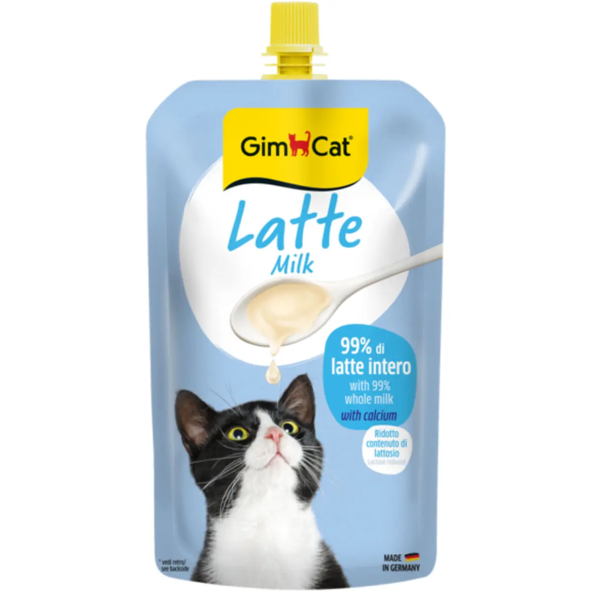 GIMCAT Lapte, plic recompense pisici, (topping), 200g - Image 2