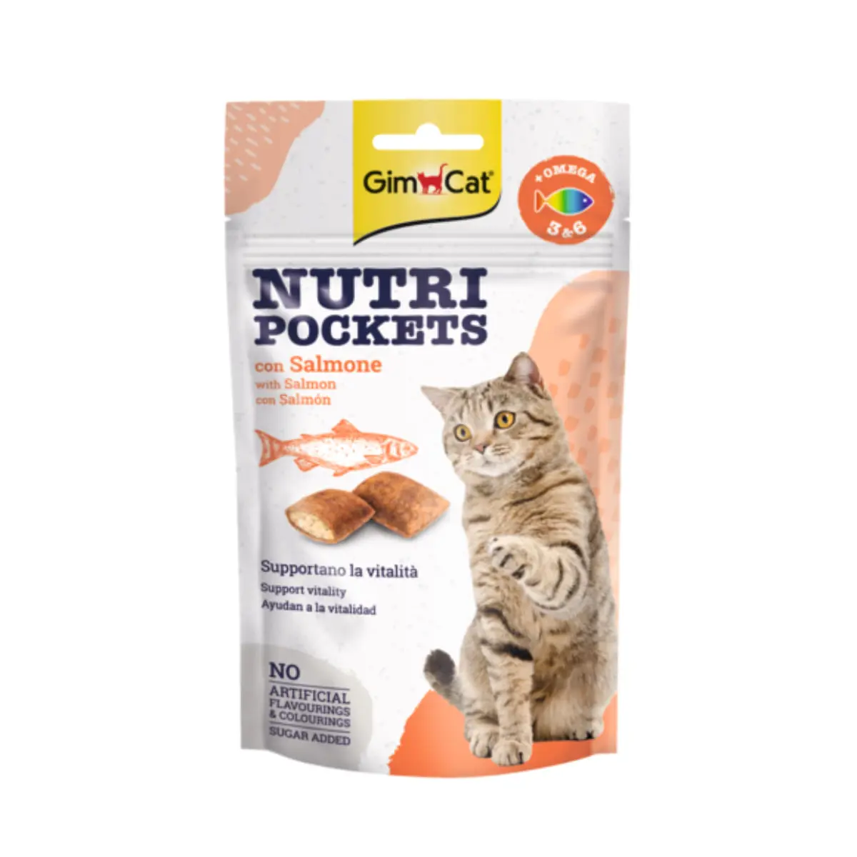 GIMCAT Nutri Pockets, Somon, punguta recompense pisici, 60g - Image 2
