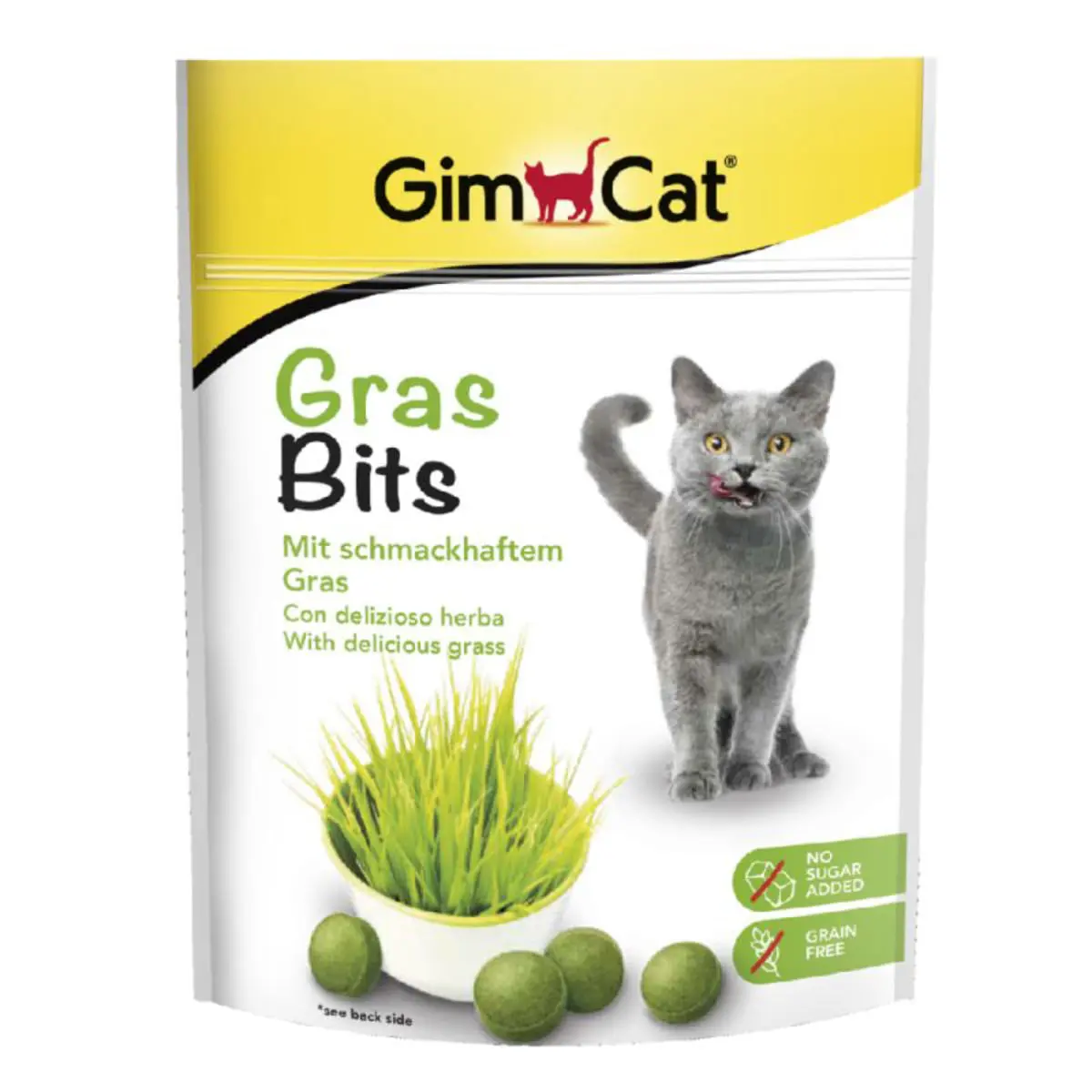 GIMCAT Tasty Tabs Gras Bits, punguta recompense pisici, 50g - Image 2