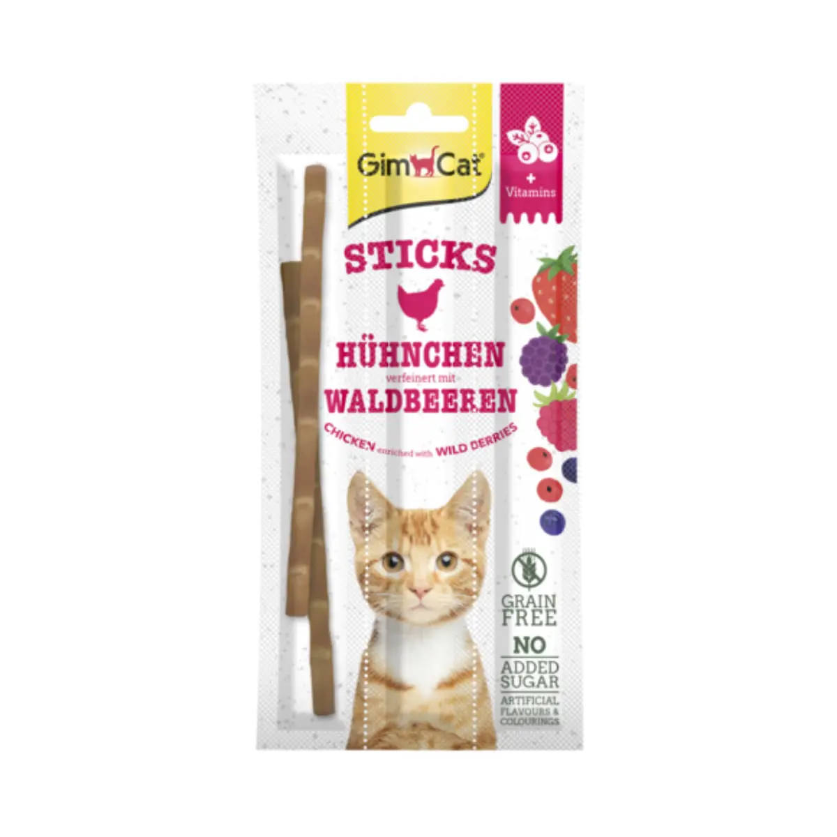 GIMCAT Sticks, Pui si Fructe, punguta recompense fara cereale pisici, 20g