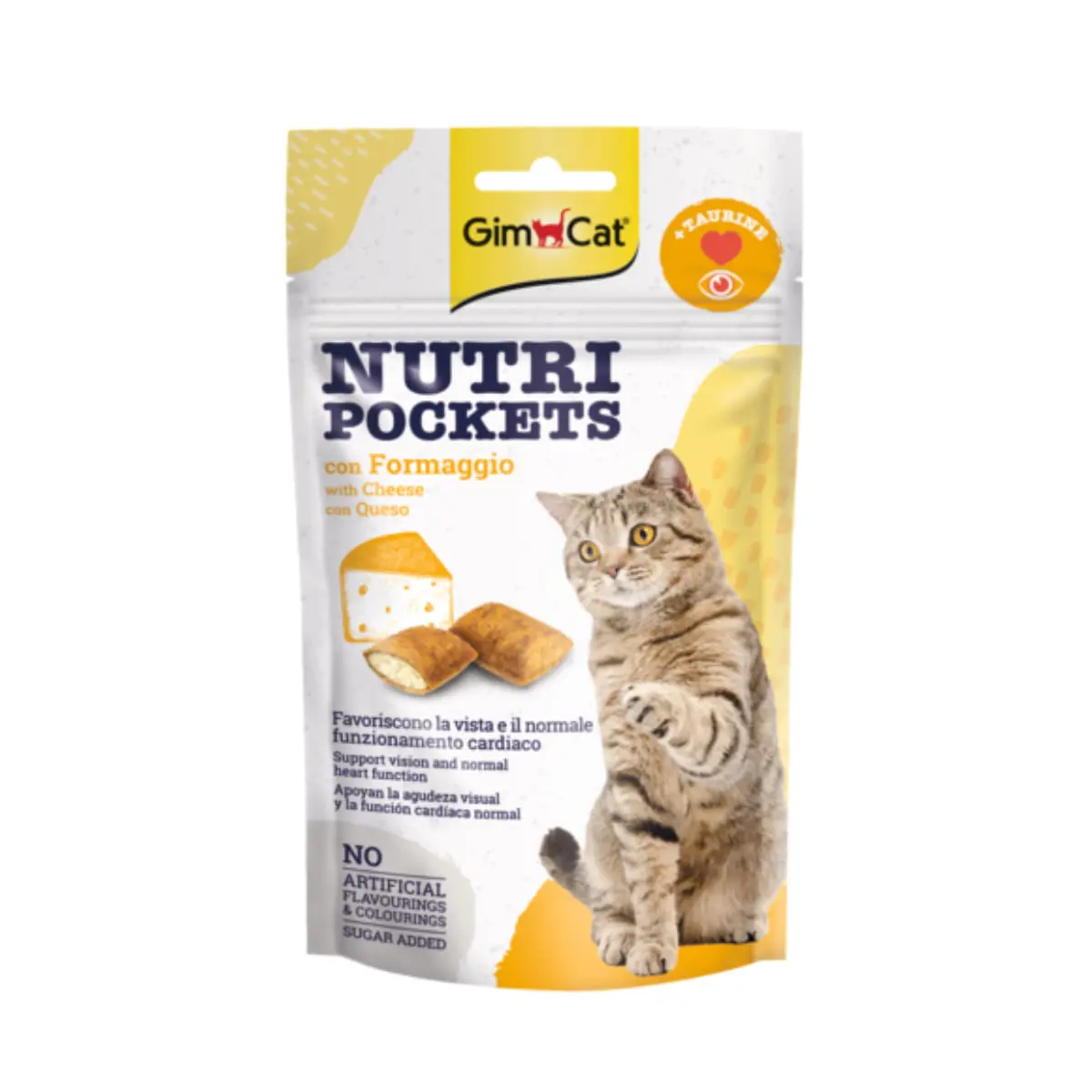GIMCAT Nutri Pockets Branza&Taurina, Branza, punguta recompense functionale pisici, 60g