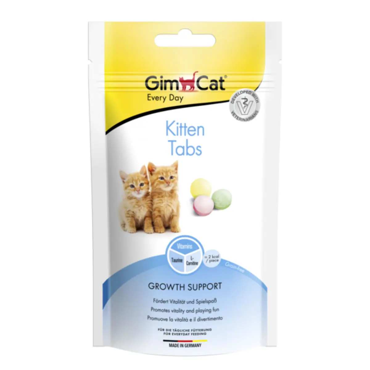 GIMCAT Kitten Tabs, punguta recompense functionale pisici junior, 40g