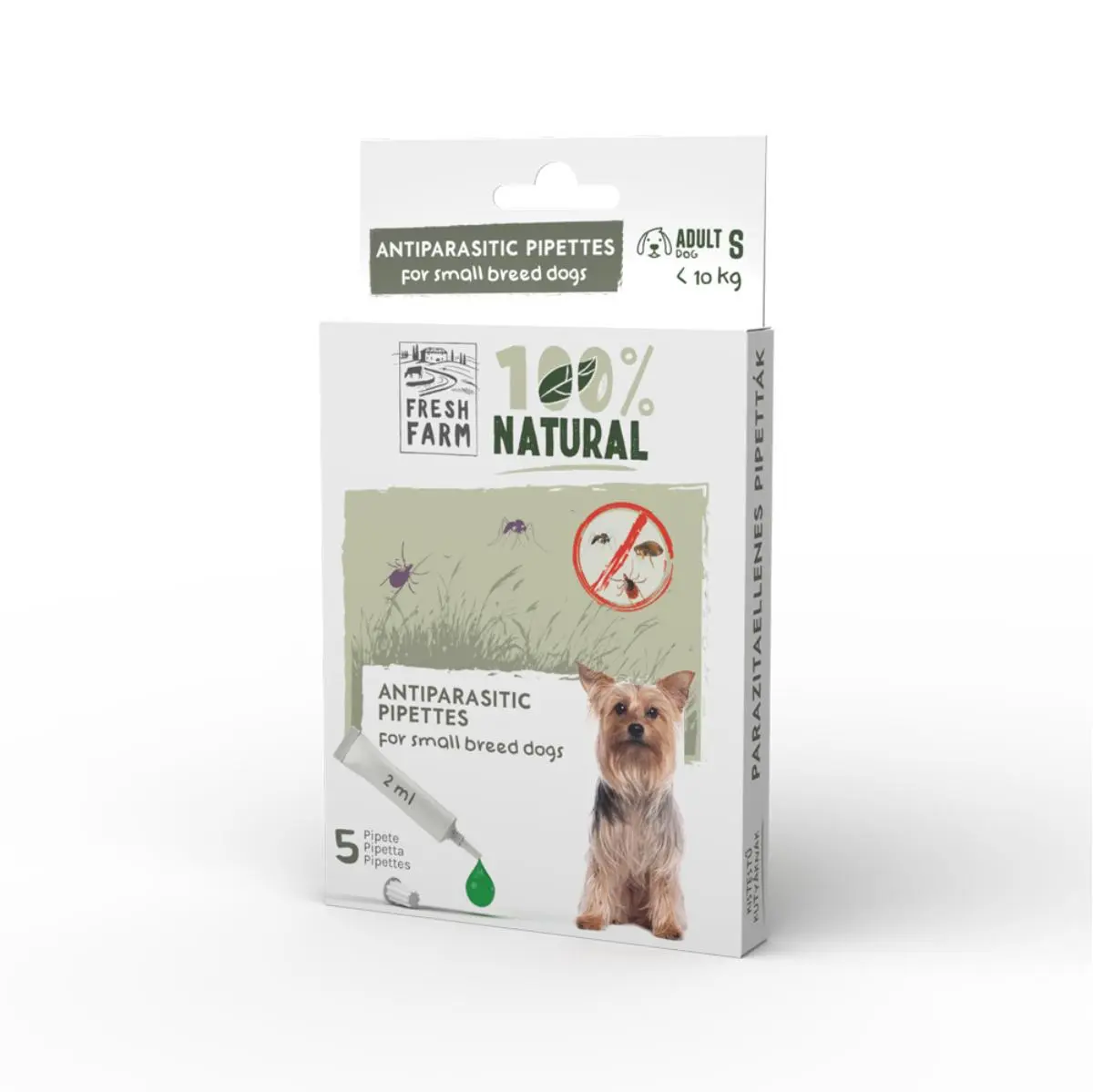 FRESH FARM, deparazitare externa naturala caini, pipeta repelenta FRESH FARM, deparazitare externa naturala caini, XS-S, pipeta repelenta, 2ml x 5buc